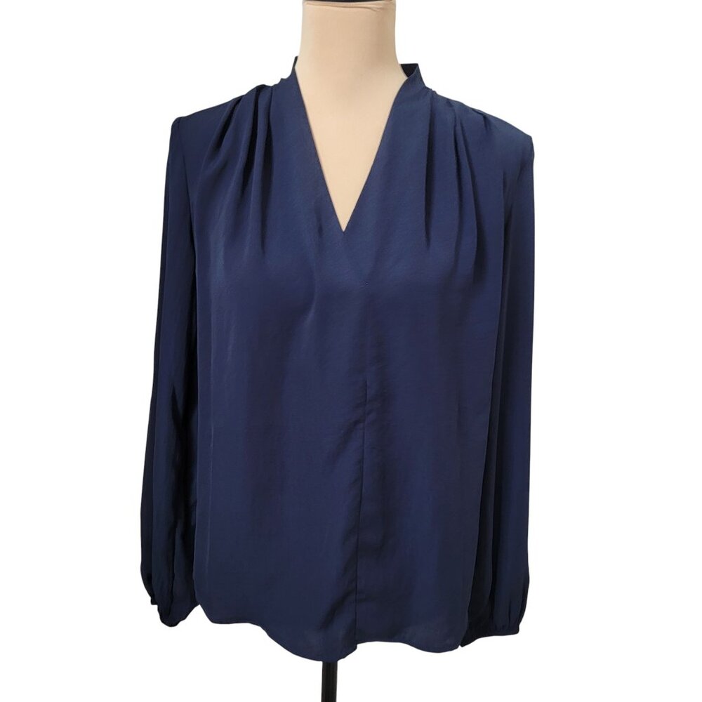 Maurices Size S Navy Blue V Neck Long Sleeve Blouse, NEW with Tag